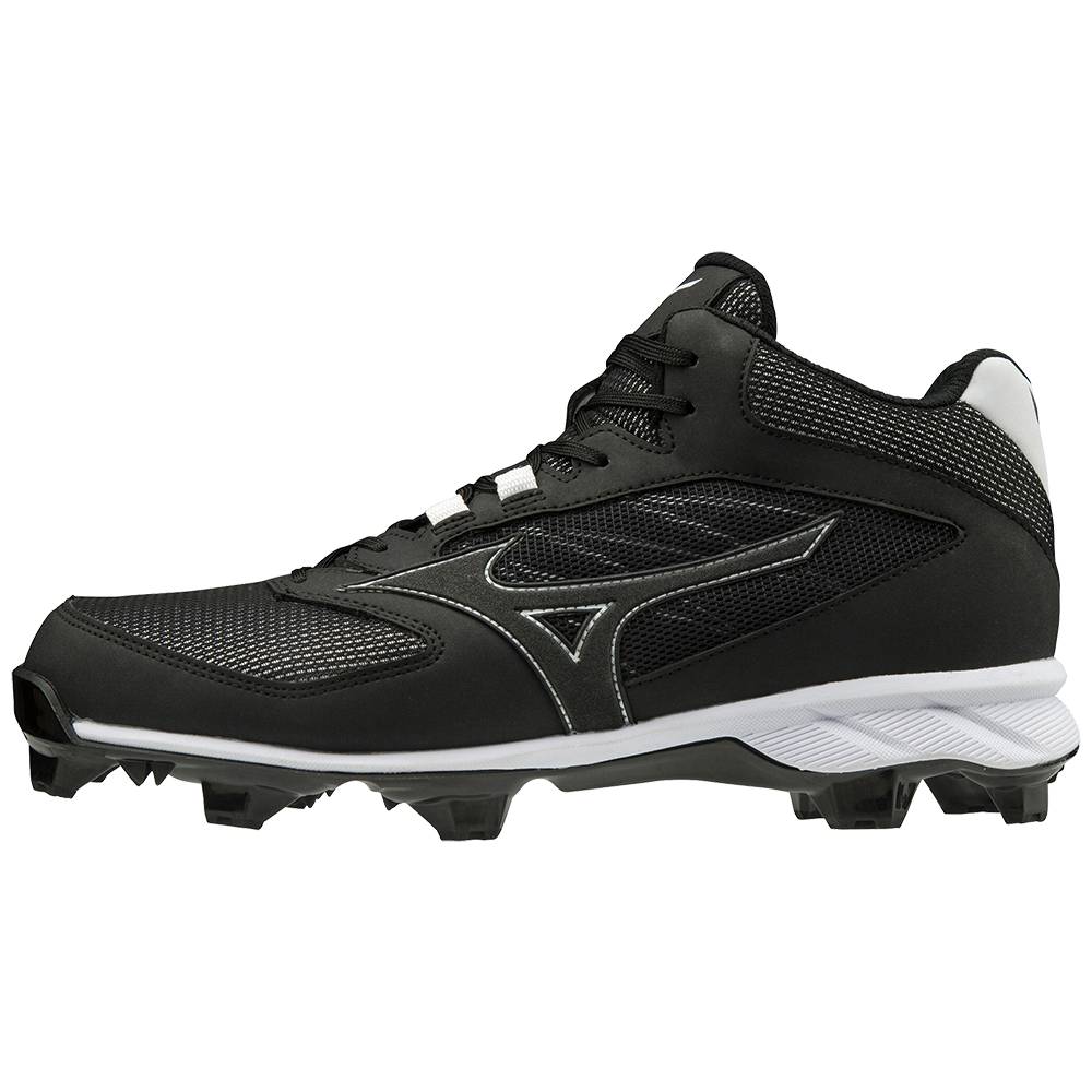 Zapatos Para Beisbol Mizuno 9-Spike Advanced Dominant TPU Mid Molded Para Hombre Negros/Blancos 6534